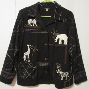 Women Allison Daley Lightweight PM Jacket Animal Appliques Long Slv Pocket Front